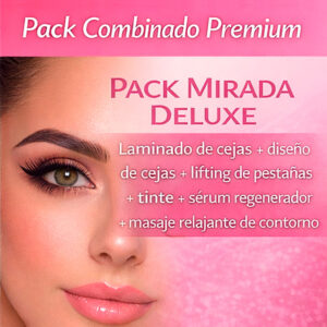 Pack Mirada Deluxe Laminado de cejas + diseño de cejas + lifting de pestañas + tinte + sérum regenerador + masaje relajante de contorno
